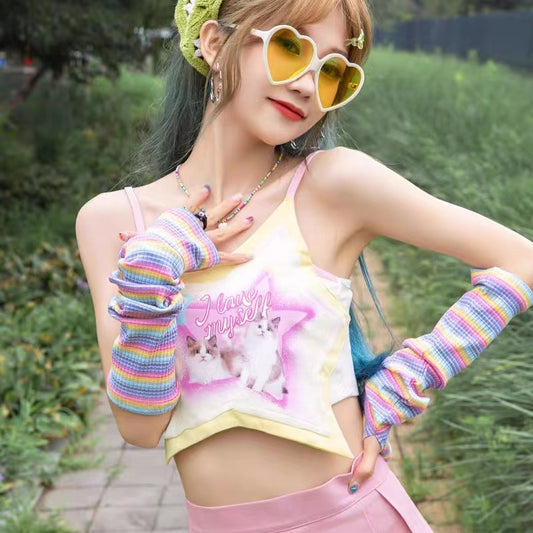 Five-pointed Star Colorful Coat Short Small Sling Vest