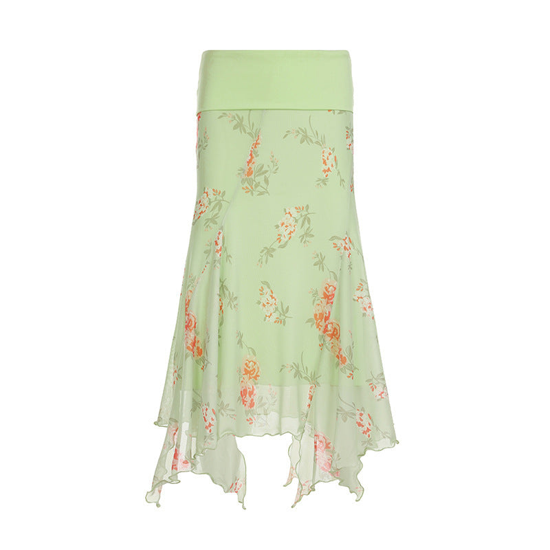 Sneaky Design Floral Flounce Irregular Long Dress