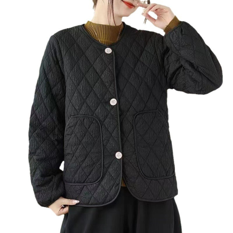 Classic Style Diamond Lattice Cotton Coat Jacket