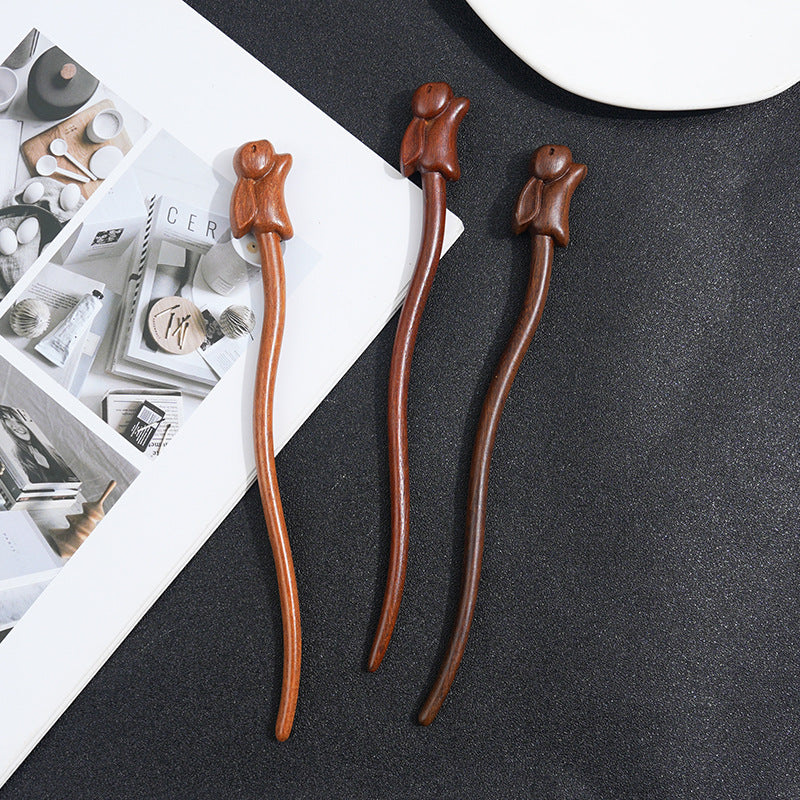 Wooden Women's Chinese Style Headdress Animal Hairpin