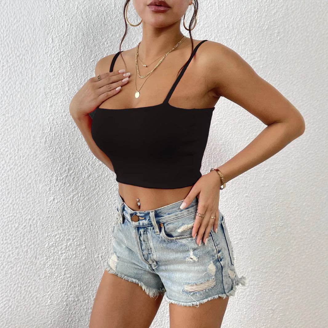 Crop Top With Sexy Camisole Inside And Outside
