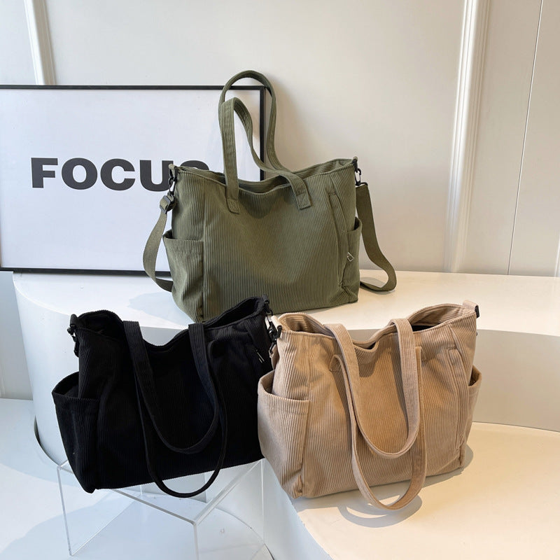 Corduroy Crossbody Bag For Commuting Large Capacity