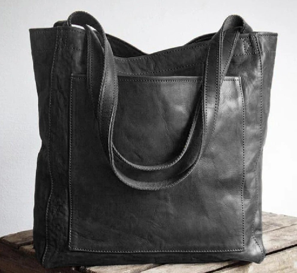 Women's Soft Leather Portable Shoulder With Pocket Vintage Bag
