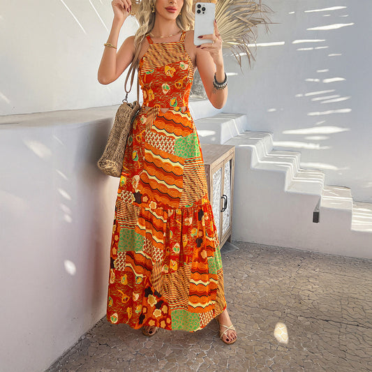 Comfortable And Stylish Bohemian-print Slip Maxi Dress