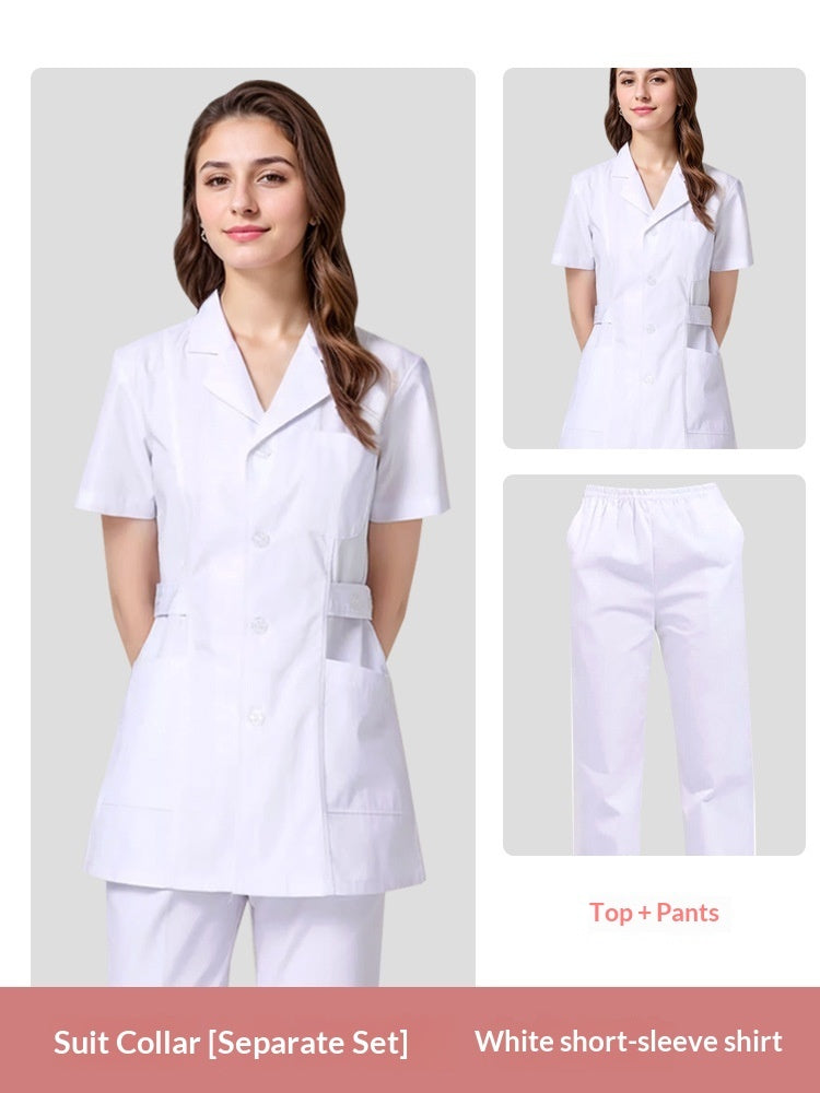 White Coat With A Western-style Collar For Medical Staff Winter Uniform Set