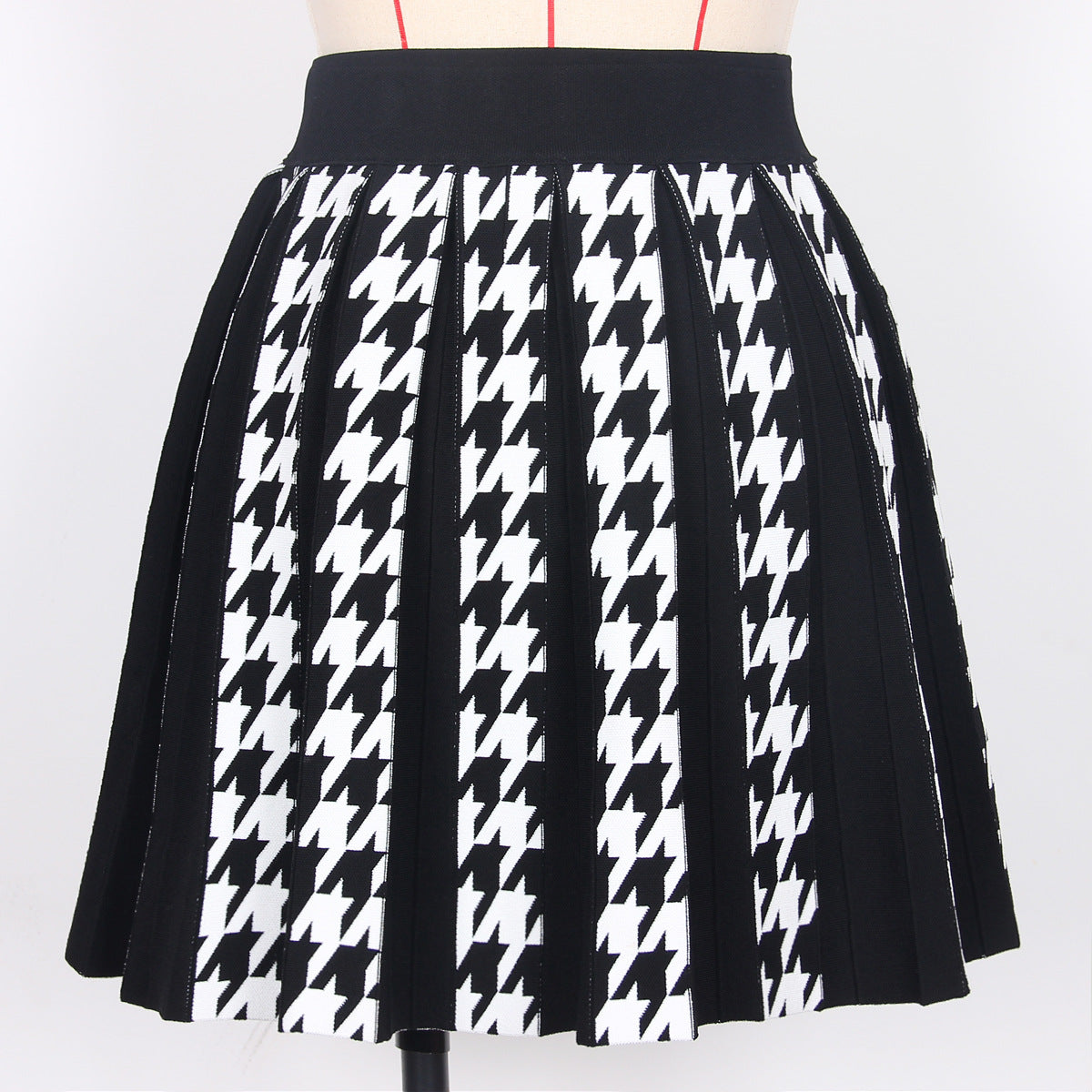 Knitted Houndstooth Little Short Dress