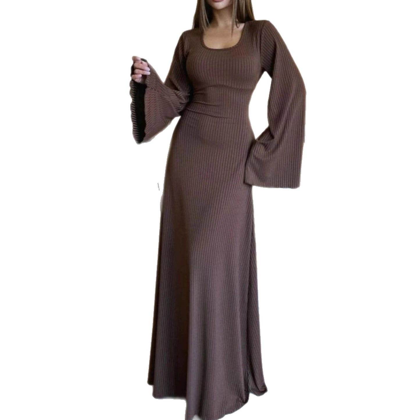 Women's Elegant Strappy Fashionable Long-Sleeve Dress