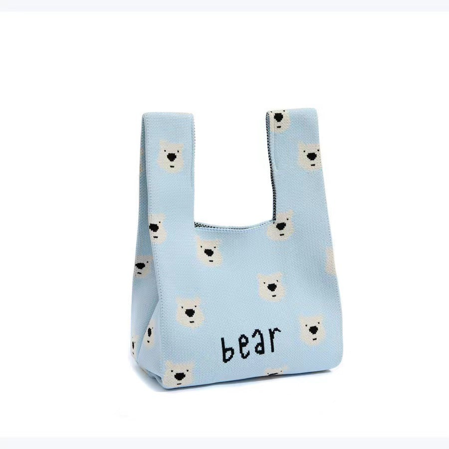 Simple All-match Bear Knitted Handbag