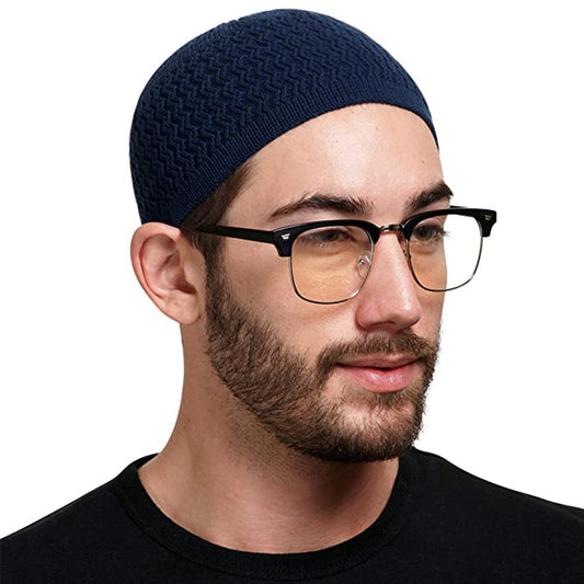 Men And Women Fashion Wave Jacquard Round Top Warm Woolen Hat