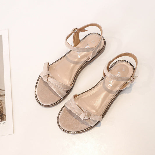 Flat heel buckle Roman shoes