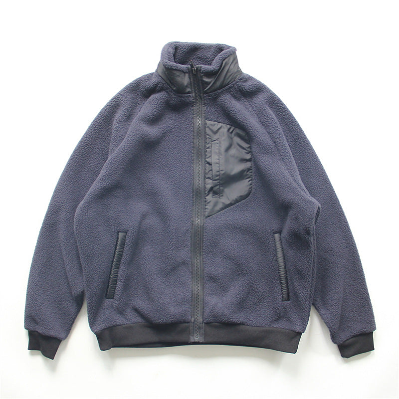 Men's Double-sided Polar Fleece Thickening Stand Collar Cashmere Hoodie