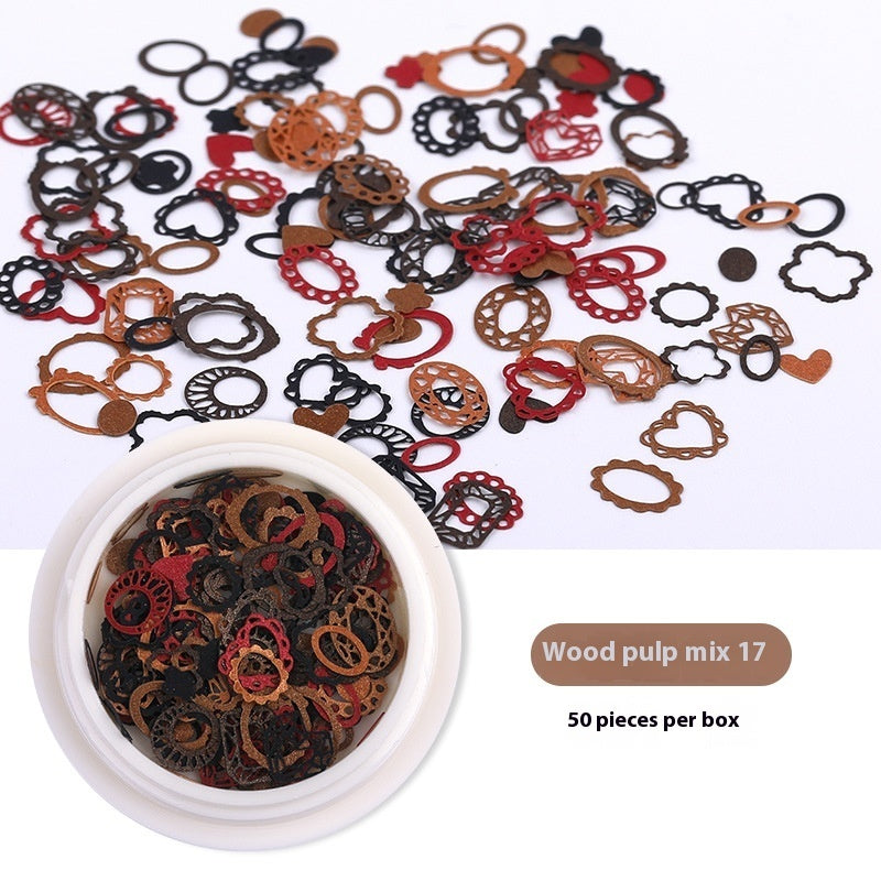 Nail Art Wood Pulp Slice Flower Mixed Nail Sticker DIY Accessories