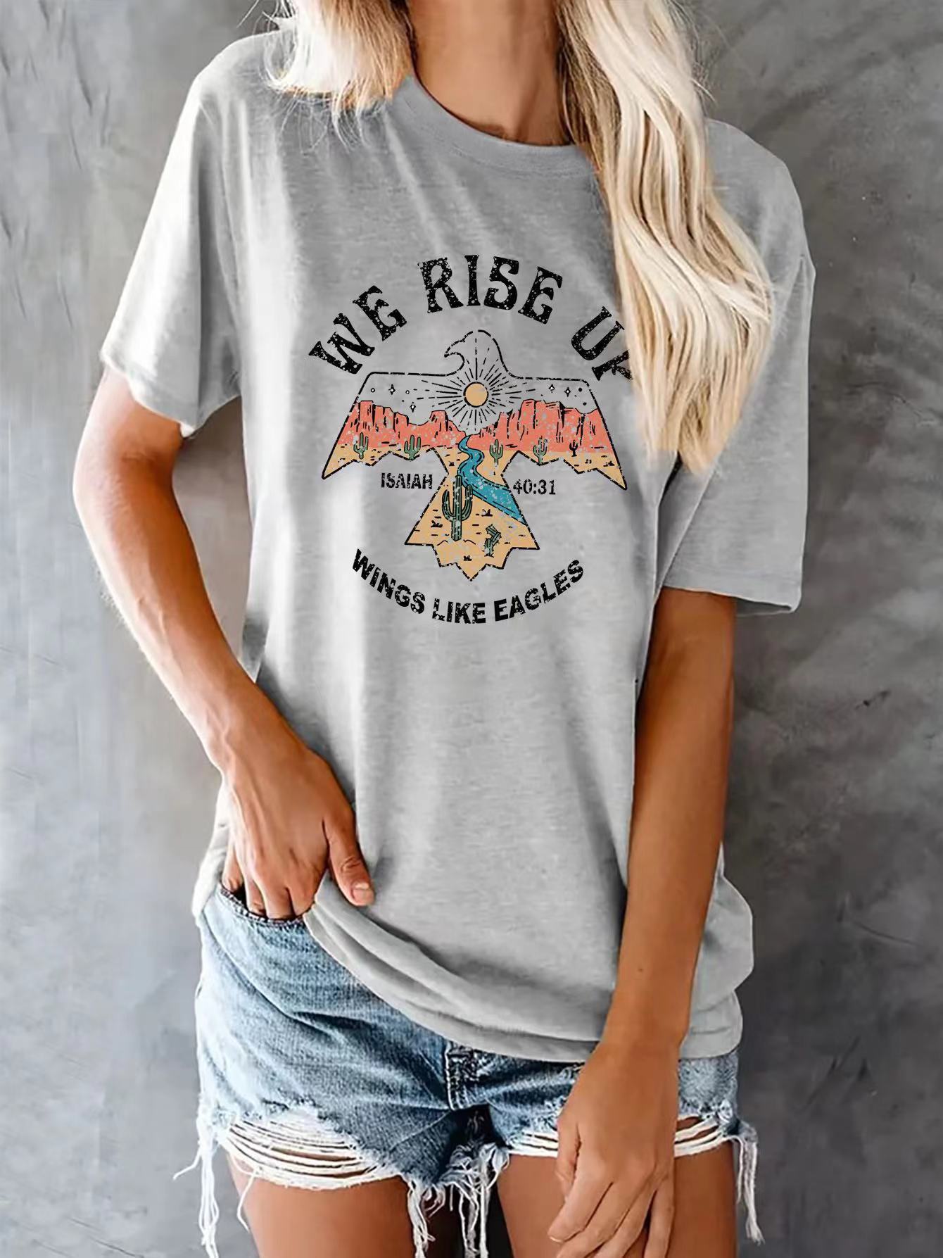 WE RISE UP Bogstavprint T-shirt Kortærmet til kvinder