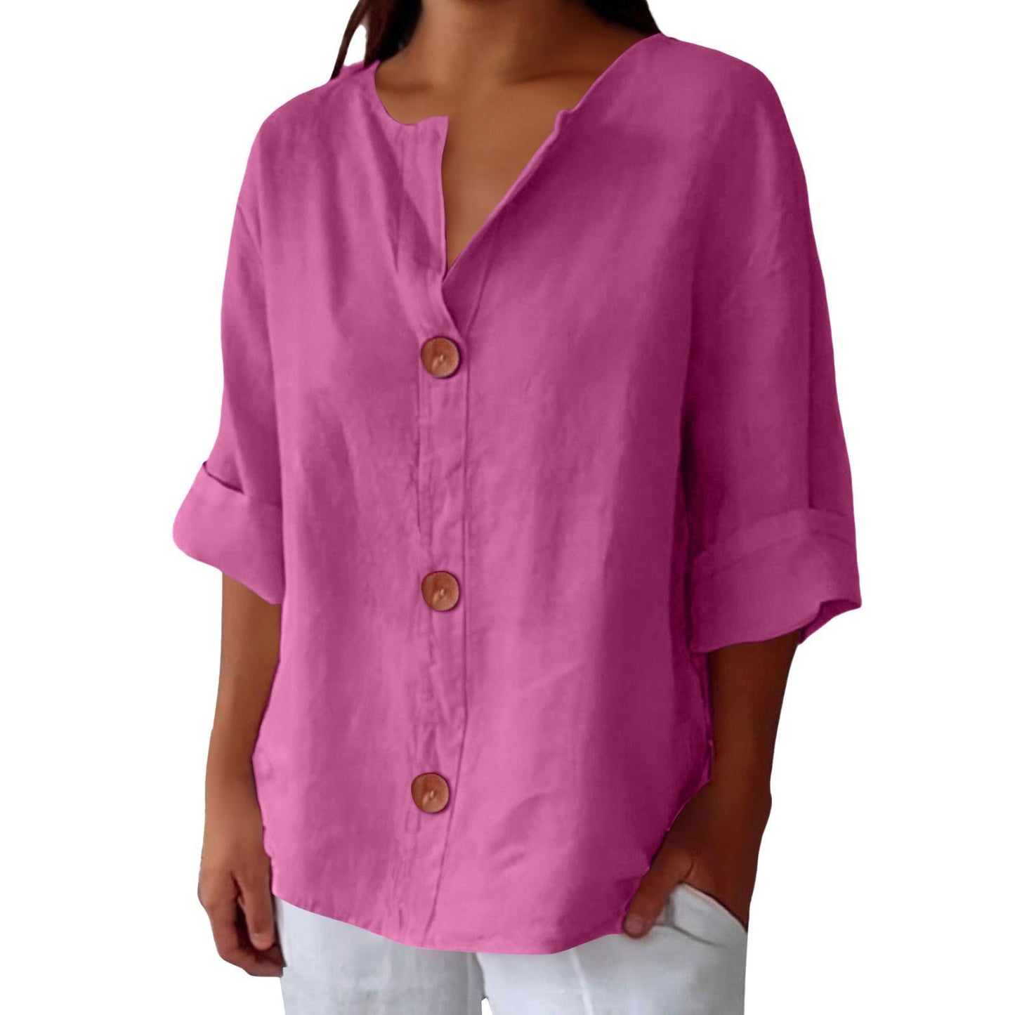 V-neck Pullover Shirt Fashion Casual Long-sleeved Top Women's Clothing