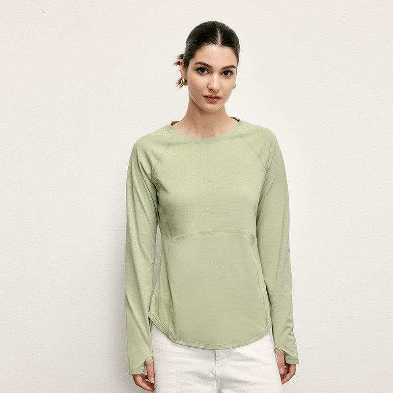 Women's T-shirt New Solid Loose Versatile Round Neck