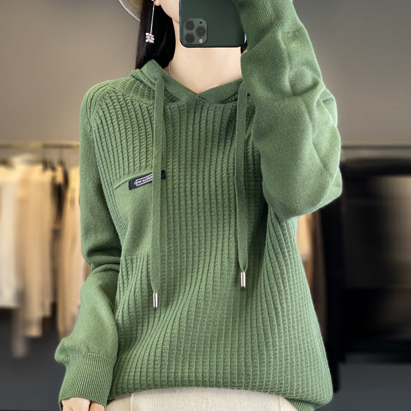 Korean Style Knitted Hooded Sweater Pullover