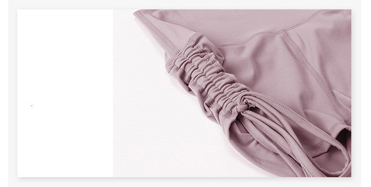 Women's Nude Yoga Shorts Tight Drawstring High Waist