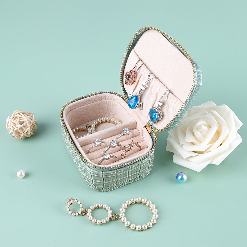 Small Square Portable Jewelry Ring Earring Storage Box