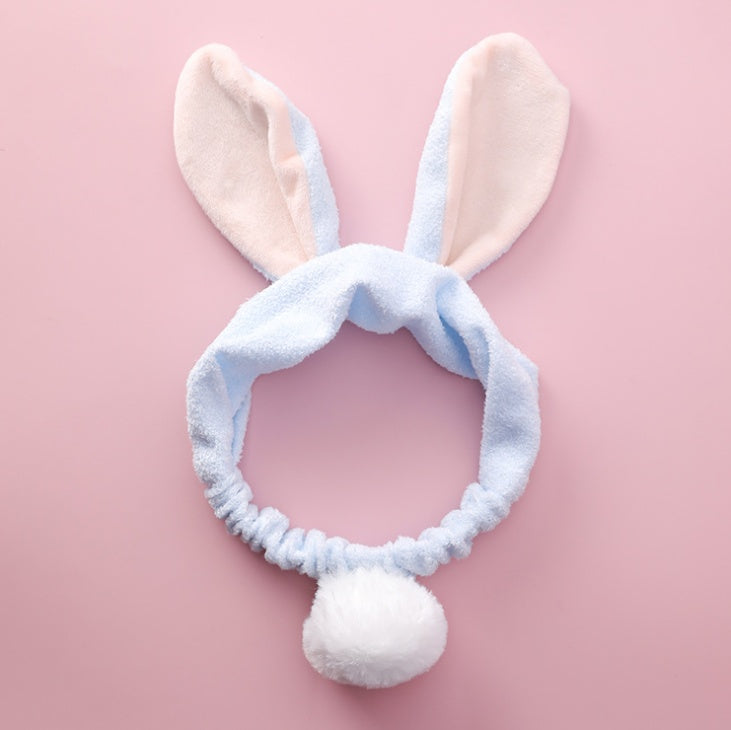 Net red popular wash hair band gray cute rabbit hair ball stereo rabbit ears hair band plush wash headband