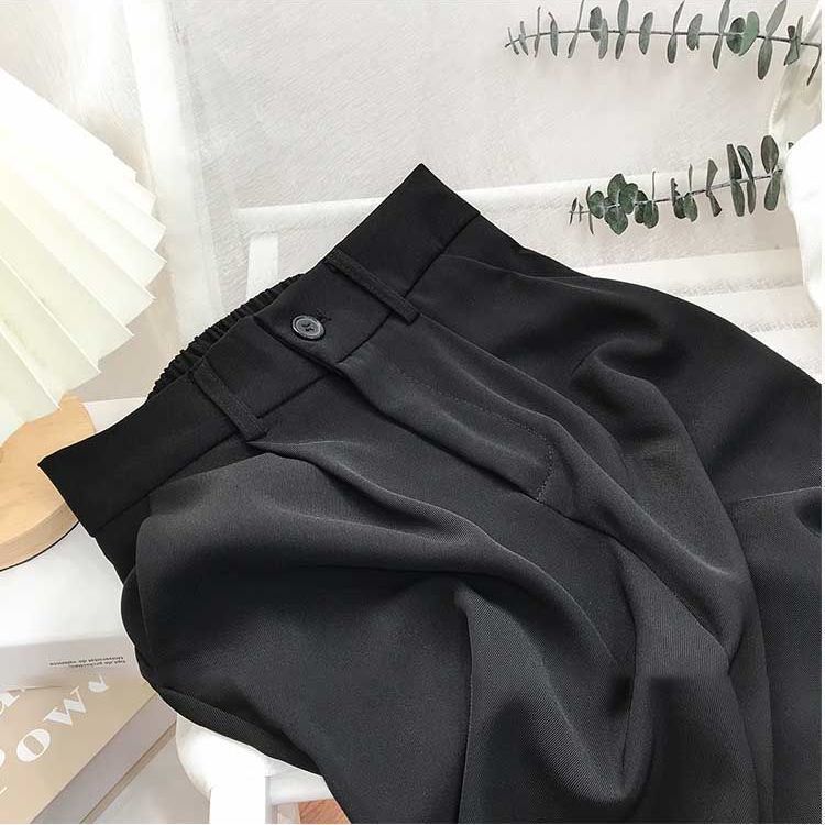 Suit Pants Women's Thin Style High Waist Wide Leg Pants Loose Straight Nine Points West Pants
