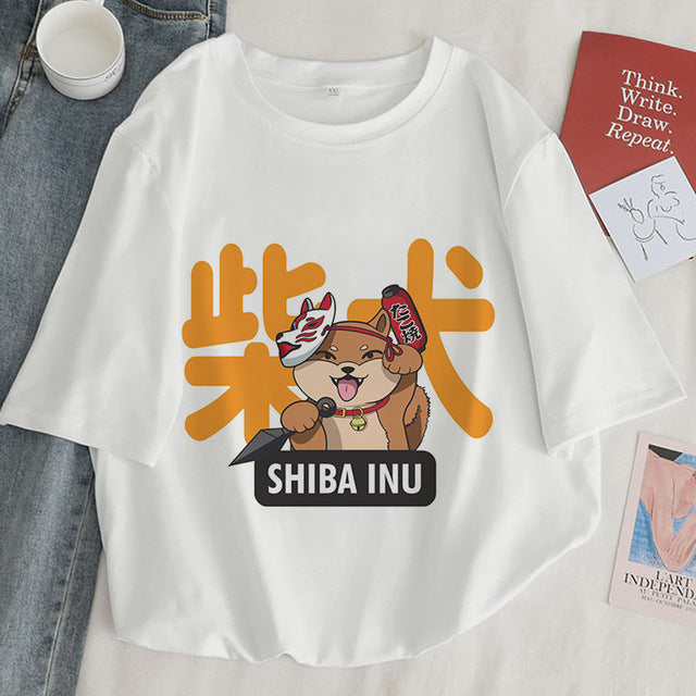 Cute Women's Cat Cartoon Pattern T-shirt