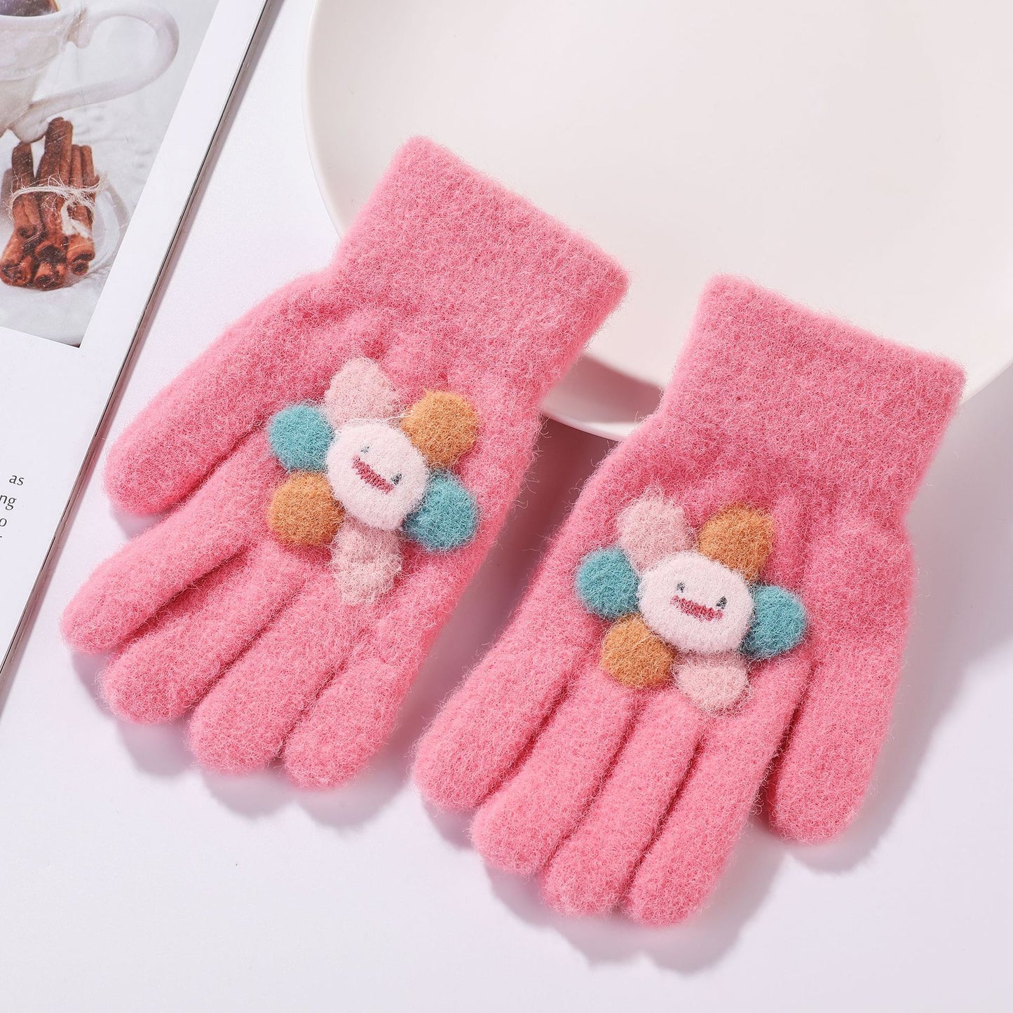 Winter New Children's Gloves Sable All Fingers Cute