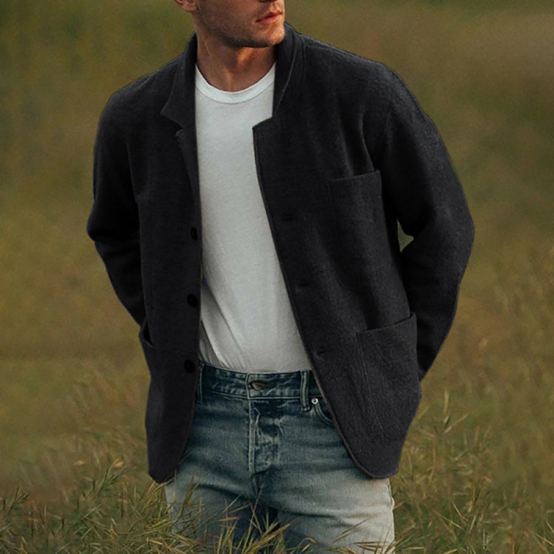 Men's Youthful Foreign Trade Solid-Color Trendy Fashion Wool Jacket