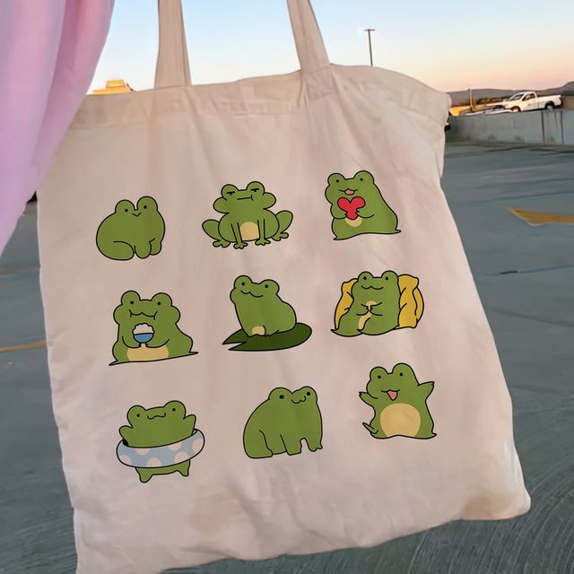 Dame Shopper Y2K Blomster Indkøbslærredstaske