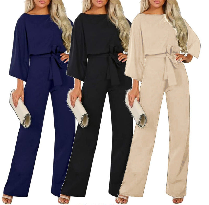 Fall Winter Fashion Batwing Long Sleeve Lace-up Women's One-piece