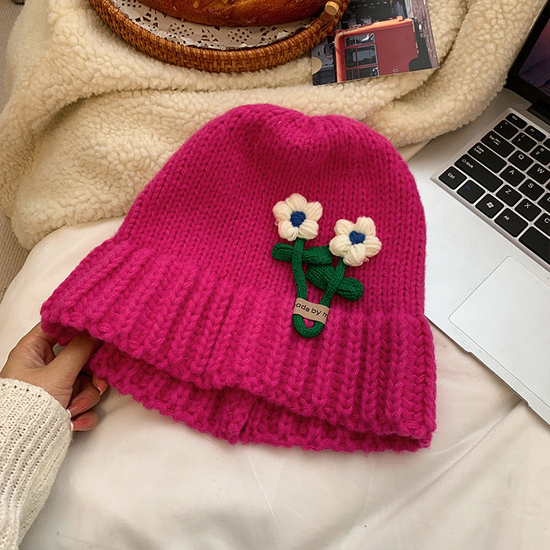 Flower Wool Hat Makes Women Cute And Show Their Faces