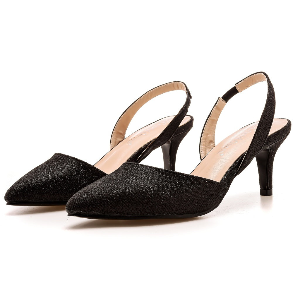 Low-cut Pointed-toe Color-changing Cloth Plus Size Sandals  6cm