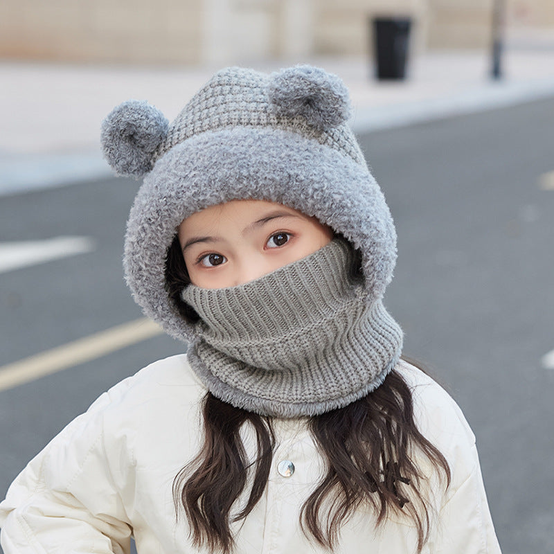 Neck Warmer Integrated Hood With Face Mask For Children Cycling