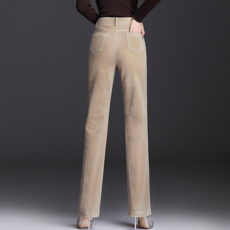 High Waist Straight Corduroy Women's Pants Loose Lamp Wick