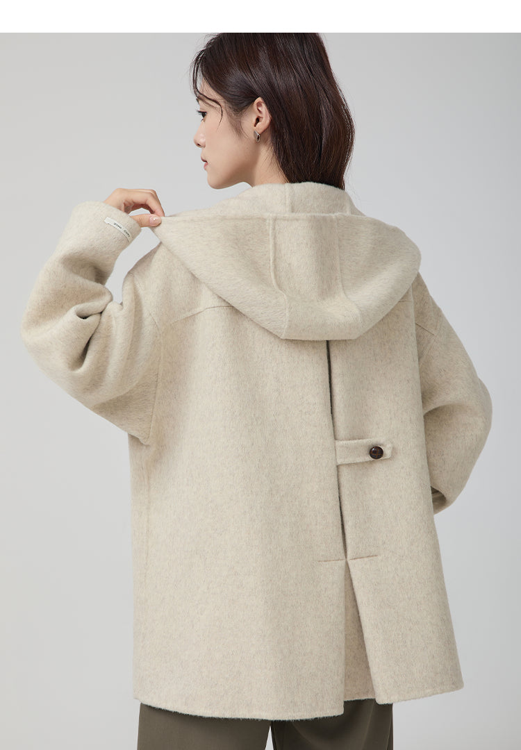 High-grade Short Hooded Woolen Coat
