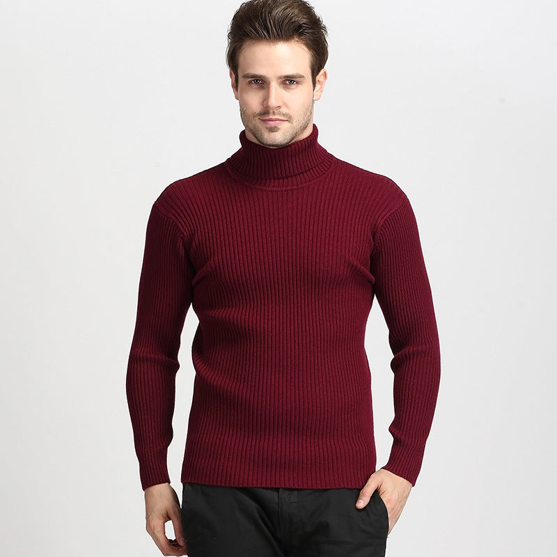 Men's solid color turtleneck sweater