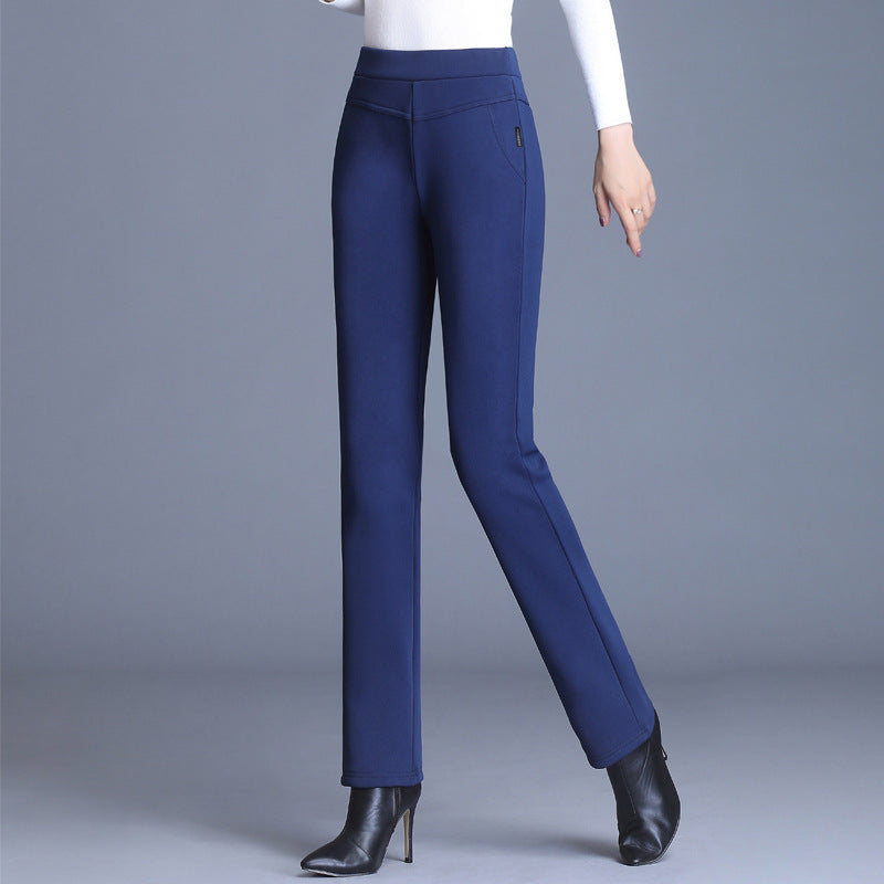 Stretch slim straight-leg pants trousers