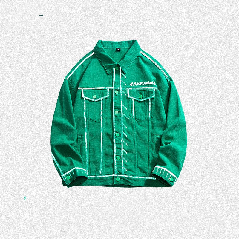 Autumn Men's And Women's Embroidered Denim Coat