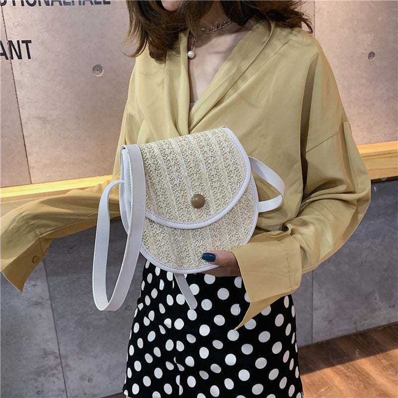 Korean style straw woven mobile phone bag