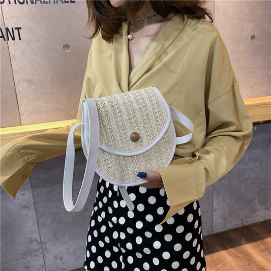 Korean style straw woven mobile phone bag