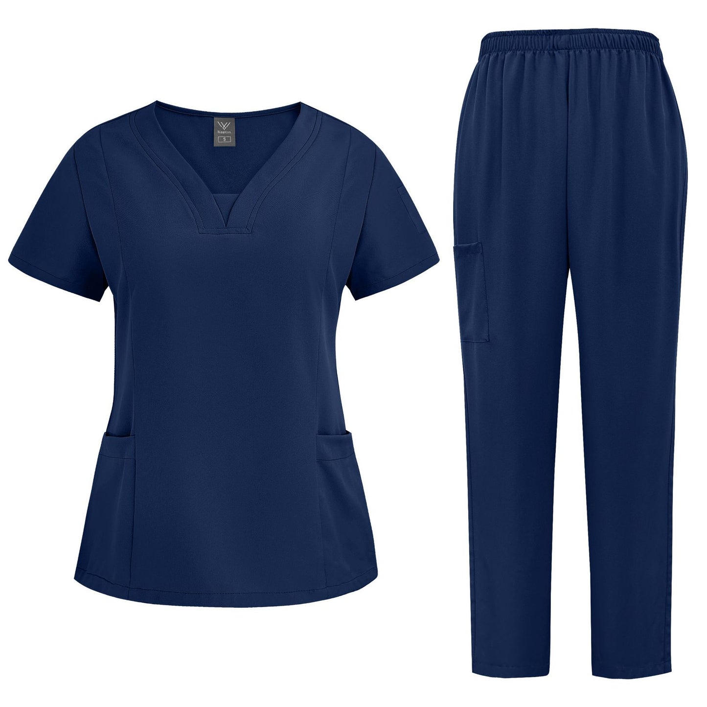 Women's Casual Loose Solid Color Nurse Workwear Set