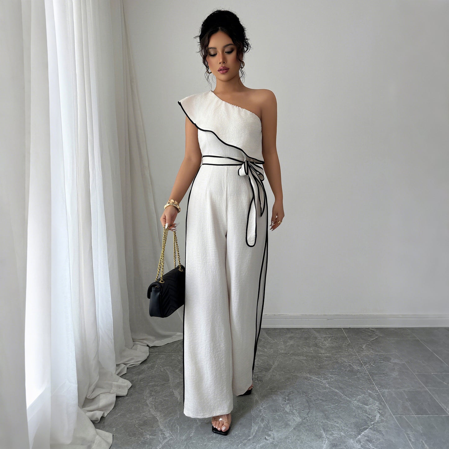 European And American Elegant Style Off-shoulder Vest Wide-leg Jumpsuit Women's Independent High Waist