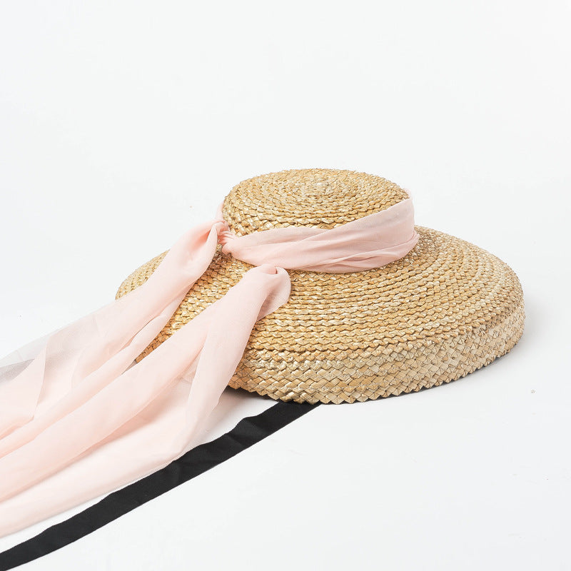 Vintage Shallow Flat Top Chiffon Hat