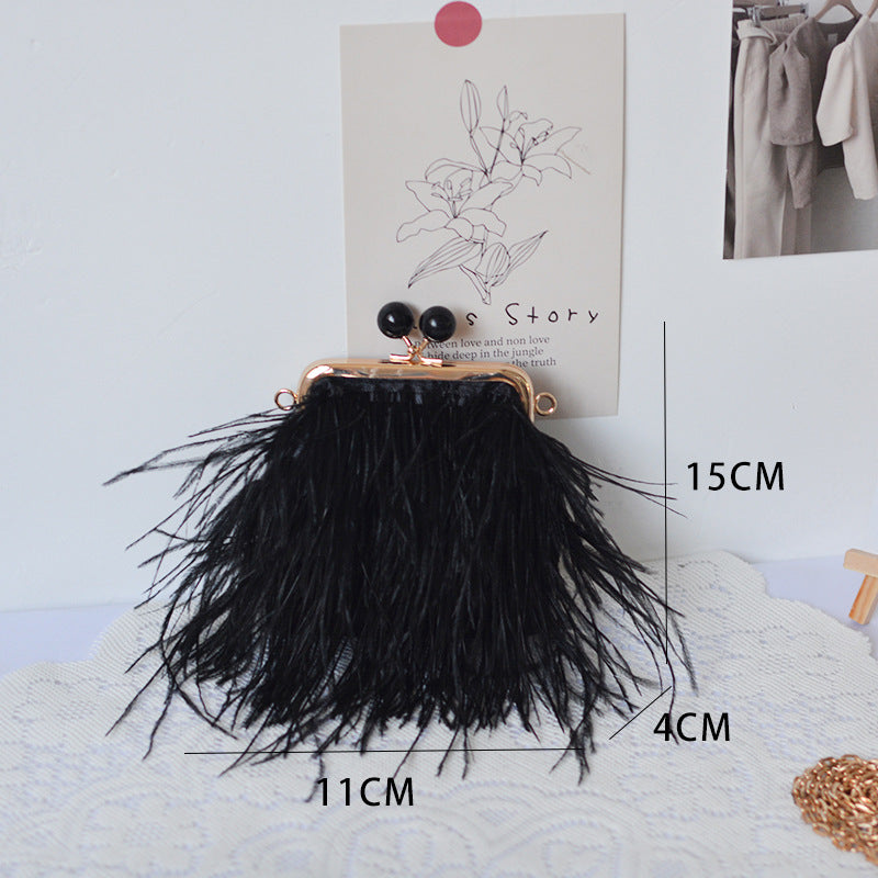 Single-sided Ostrich Fashion Clutch Crossbody Bag