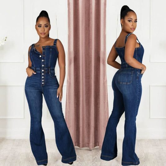 Casual Denim Jumpsuit til Kvinder