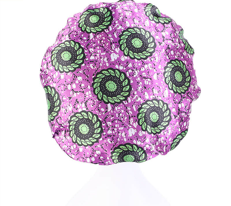 Printed Satin Round Wide Brim Stretch Nightcap