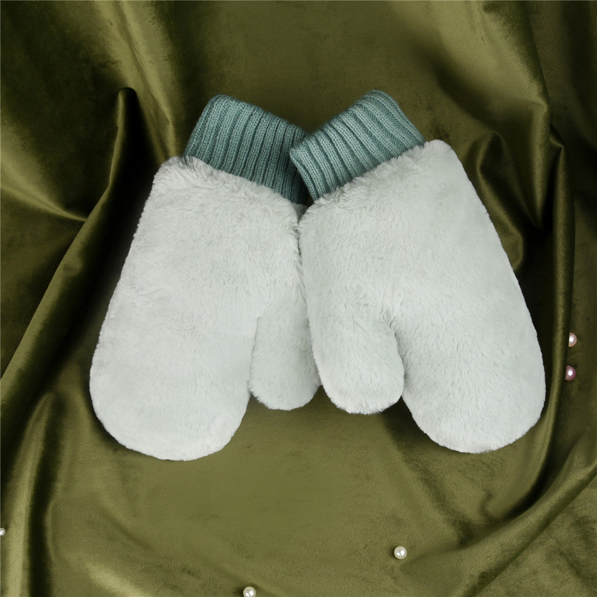 New Candy-colored Rabbit Plush Halter Gloves