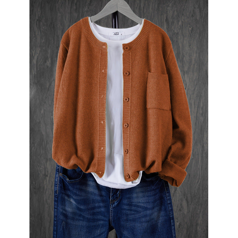 Pure Color Warm Keeping Knitted Cardigan For Women