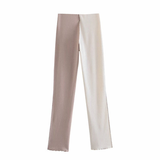Trendy European And American Style Sexy Color Matching Skinny Flared Pants