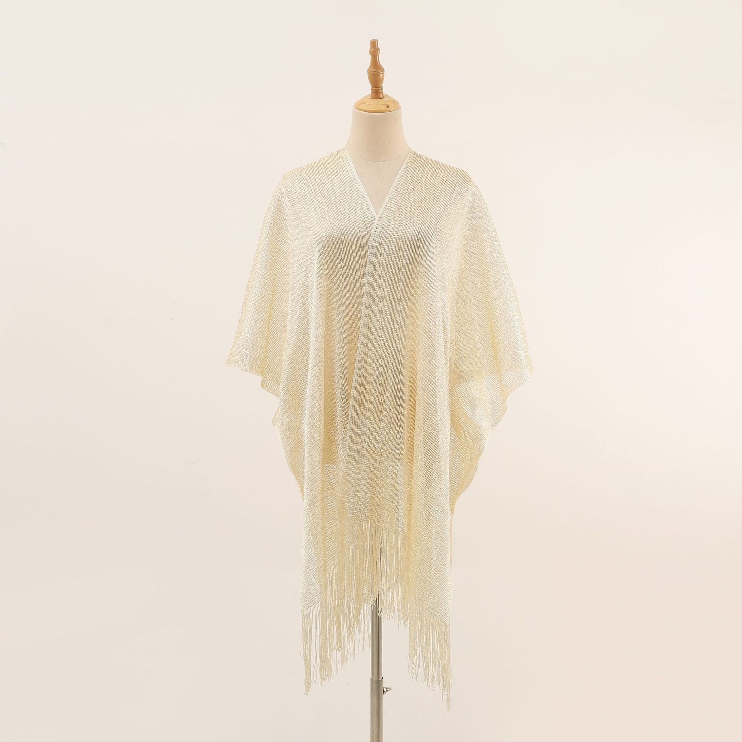 Flat Towel Shawl Gold And Silver Silk Slit Fashionable Beachwear Vacation Sun Protection Shirt