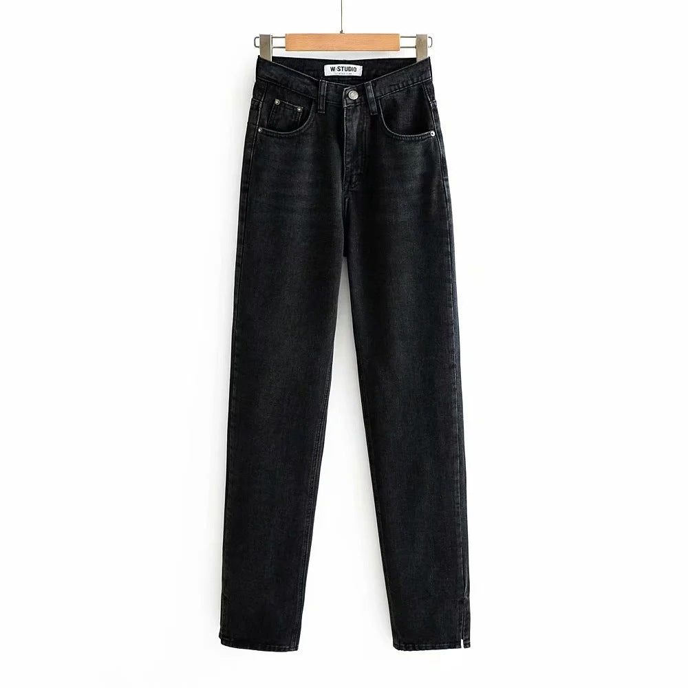 Side Slits And Mopping The Floor Are Thin Straight-leg Pants
